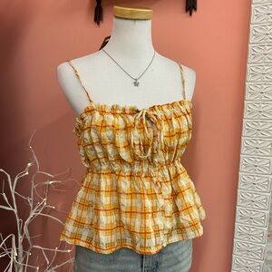 NWT! Emory Park Tie Front Gingham Tank